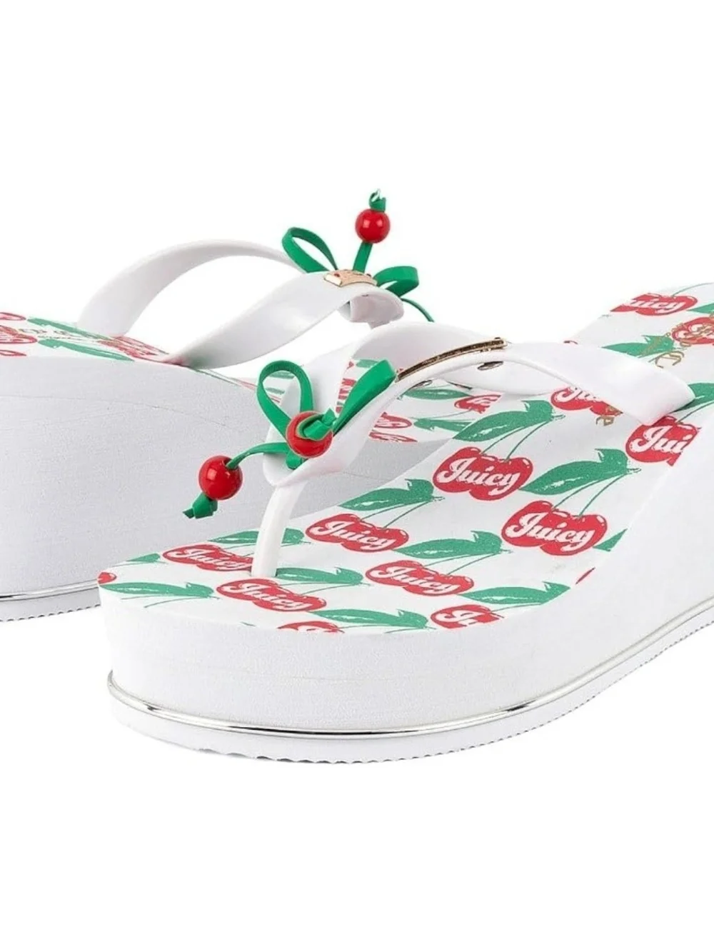 Juicy Couture wedge cherry flip flops 2